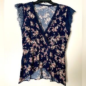 Blue floral blouse